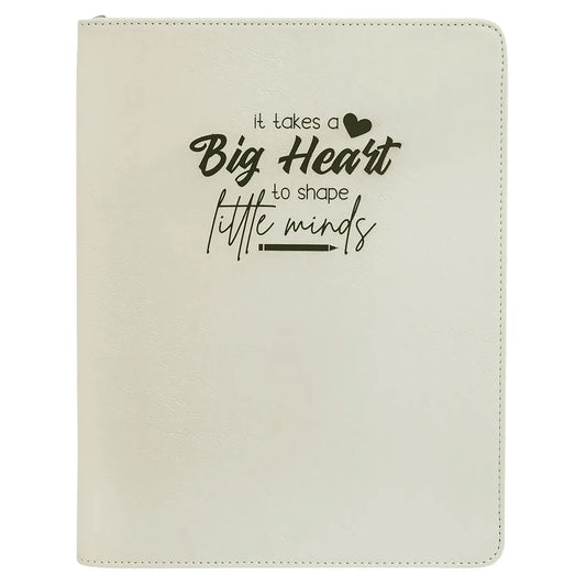 White 9 1/2" x 12" with Zipper Laserable Leatherette Portfolio with Notepad