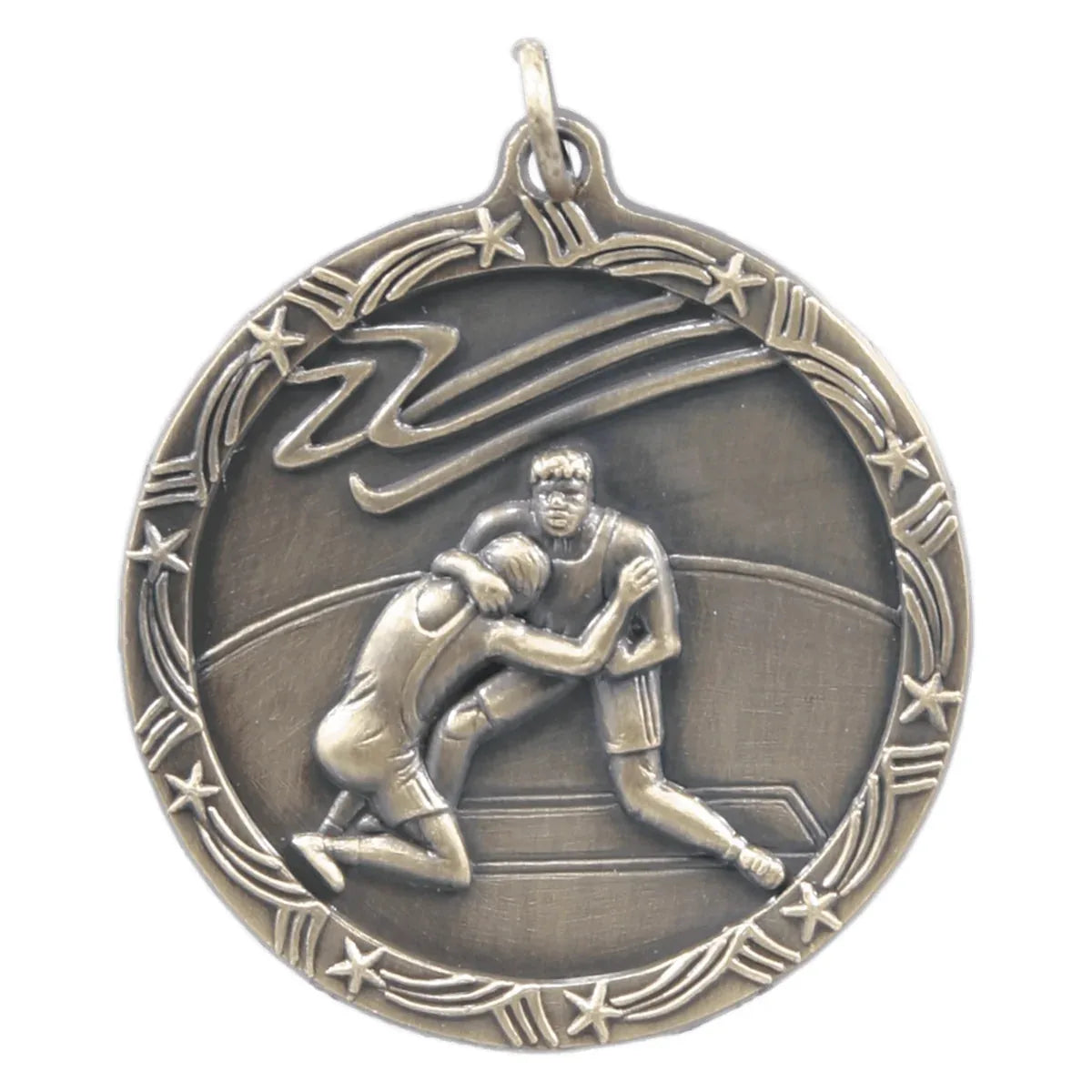 Antique Gold 1 3/4" Wrestling Shooting Star Medal