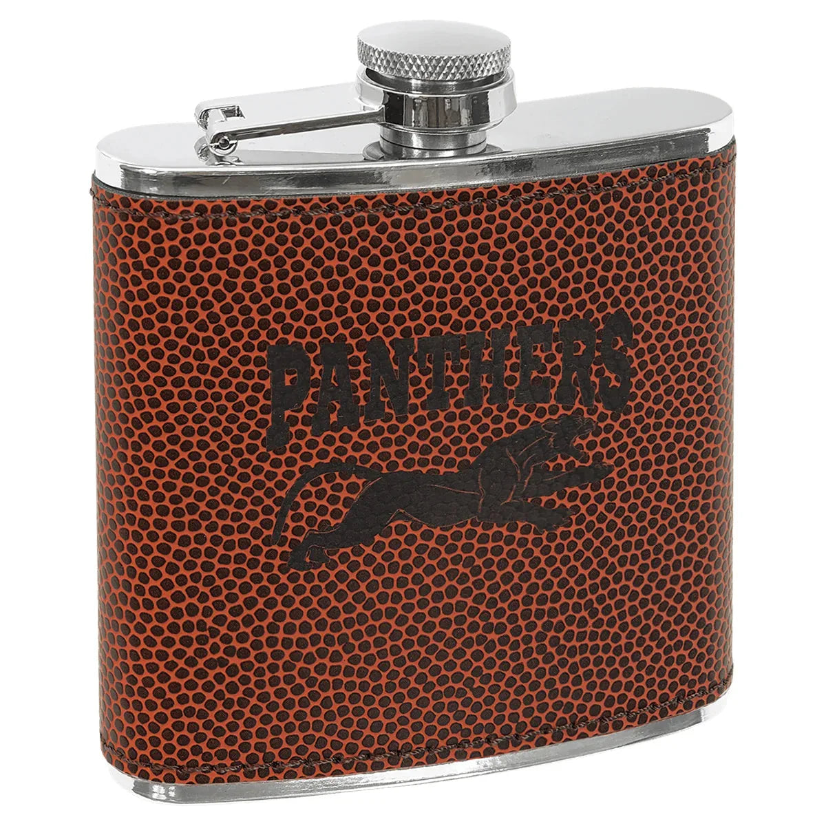 Football Laserable Leatherette Stainless Steel 6 oz. Flask
