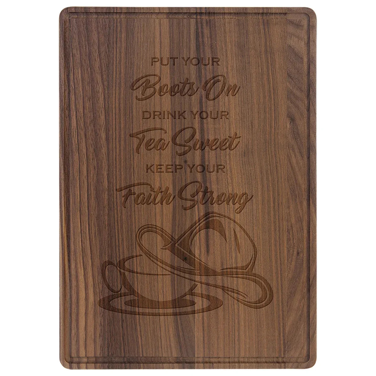 13 3/4" x 9 3/4" Walnut Cutting Board with Drip Ring