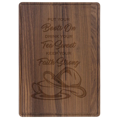 13 3/4" x 9 3/4" Walnut Cutting Board with Drip Ring