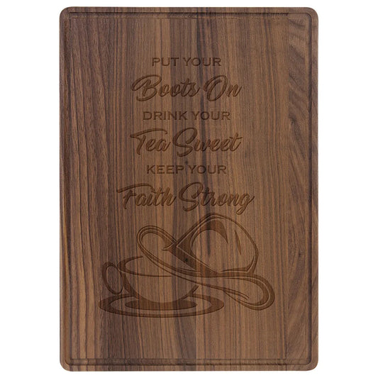 13 3/4" x 9 3/4" Walnut Cutting Board with Drip Ring