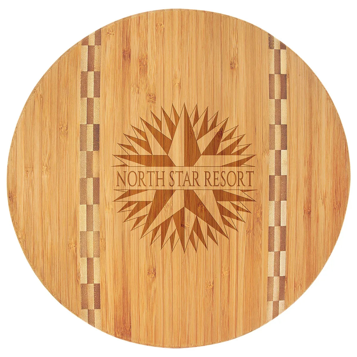 11 3/4" Round Bamboo Cutting Board with Butcher Block Inlay