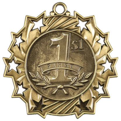 Star 2 1/4" Medal — Custom Engraved & UV Printed | Gold, Silver & Bronze