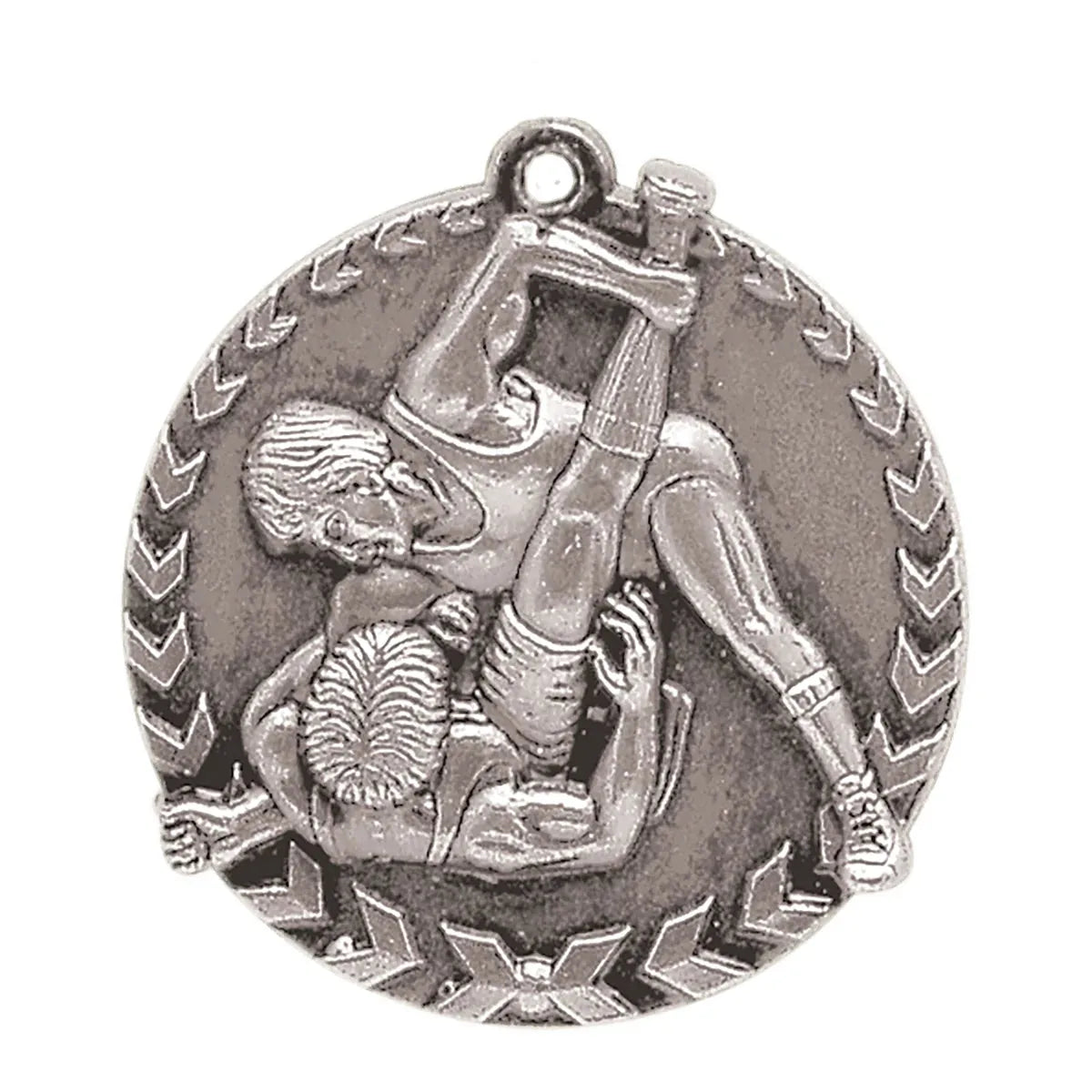 Antique Silver 1 3/4" Wrestling Millennium Medal
