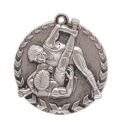 Antique Silver 1 3/4" Wrestling Millennium Medal