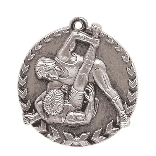 Antique Silver 1 3/4" Wrestling Millennium Medal