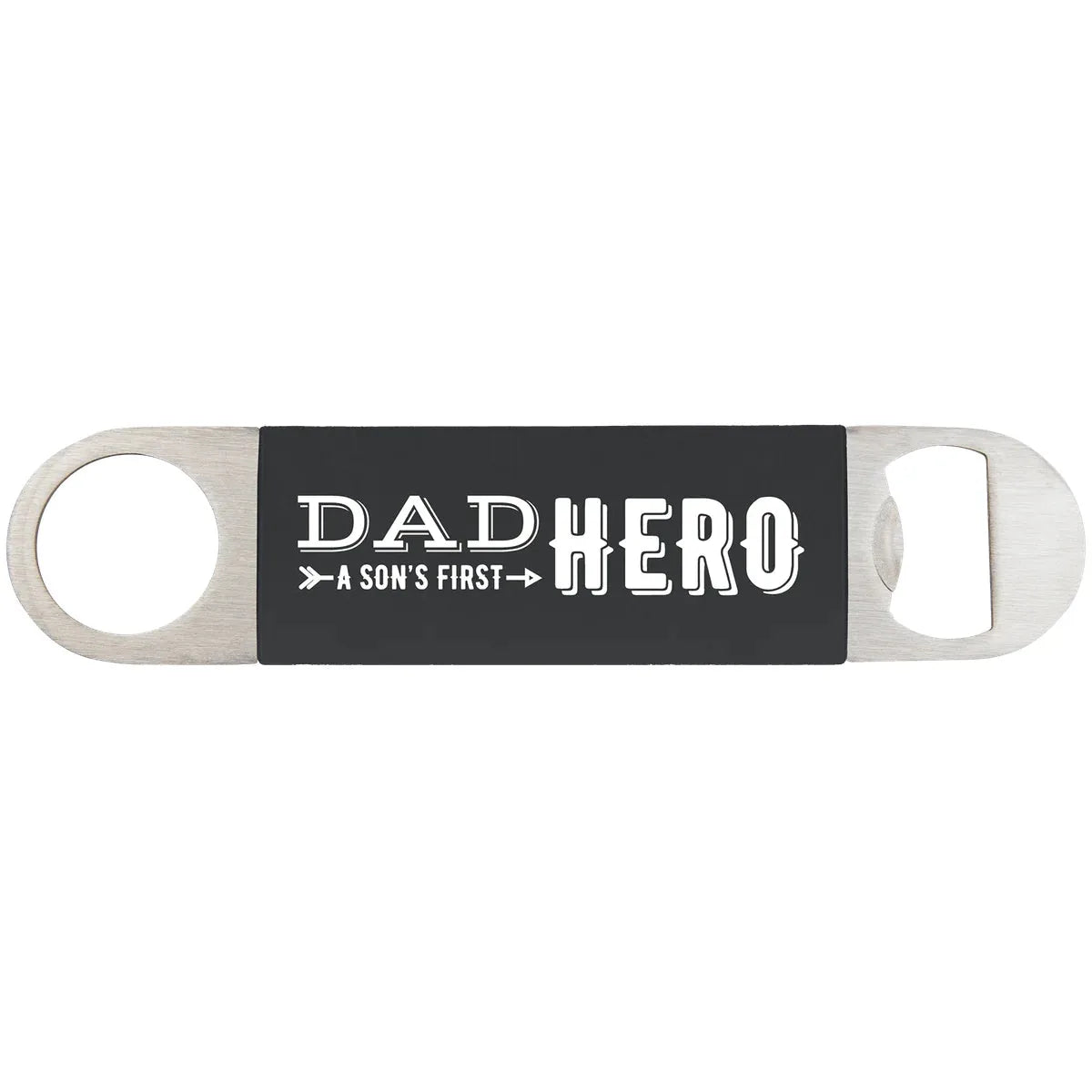 Black White 1 1/2" x 7" Bottle Opener with Silicone Grip