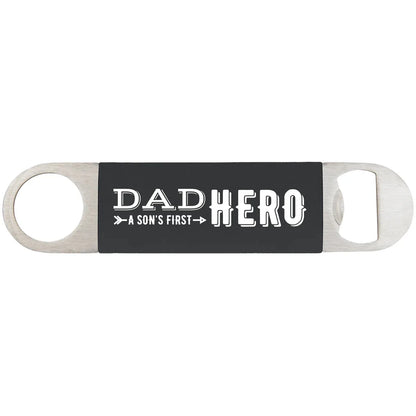 Black White 1 1/2" x 7" Bottle Opener with Silicone Grip