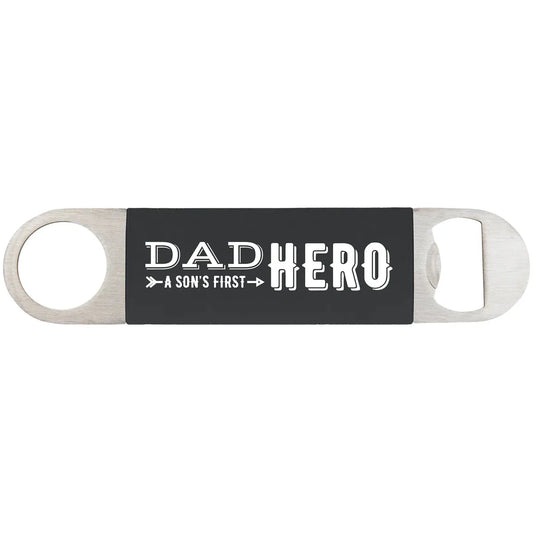 Black White 1 1/2" x 7" Bottle Opener with Silicone Grip