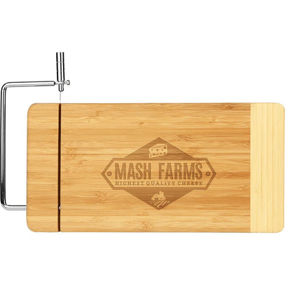 12" x 6" Bamboo Rectangle Cutting Board with Metal Cheese Cutter