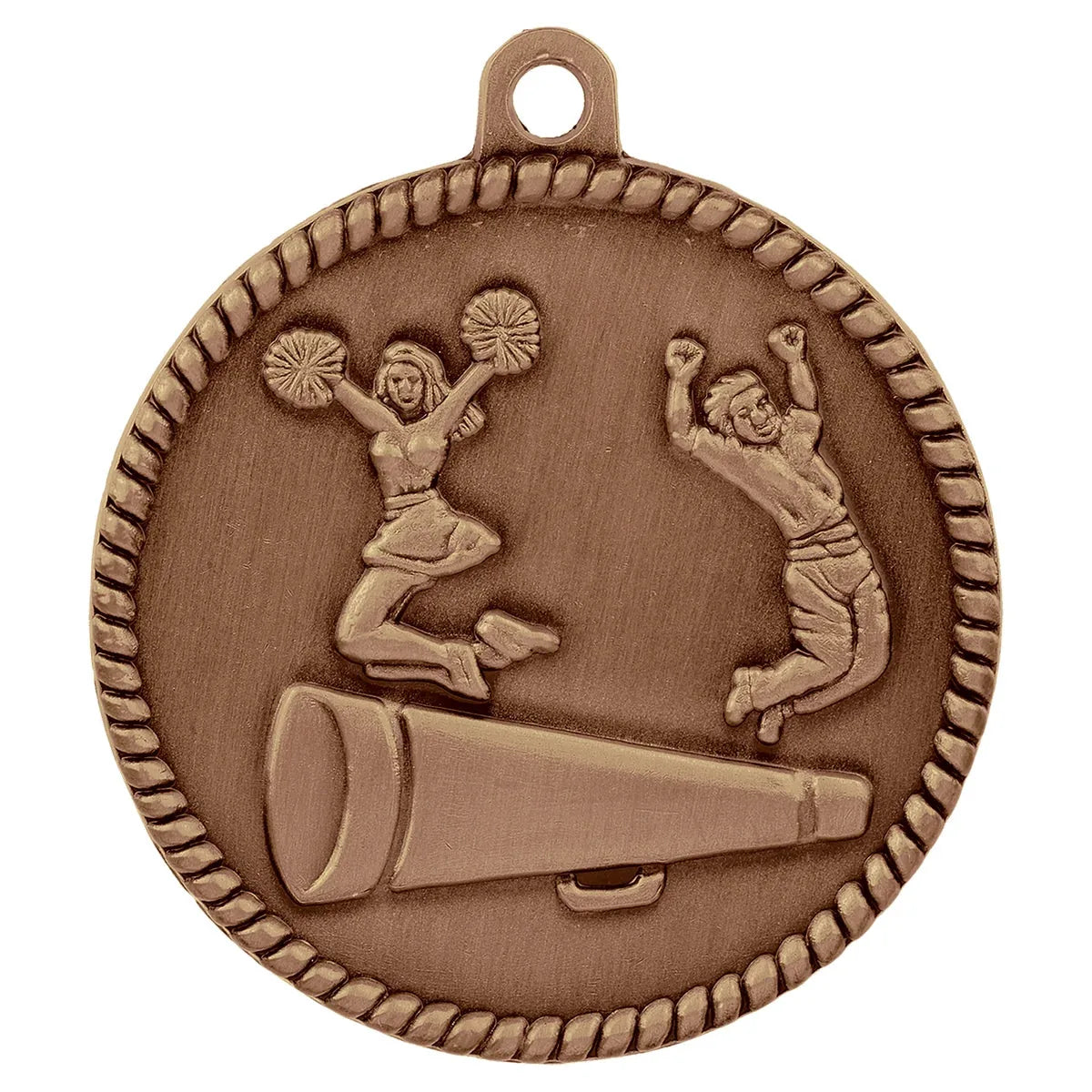 Antique Bronze 2" Cheer High Relief Medal