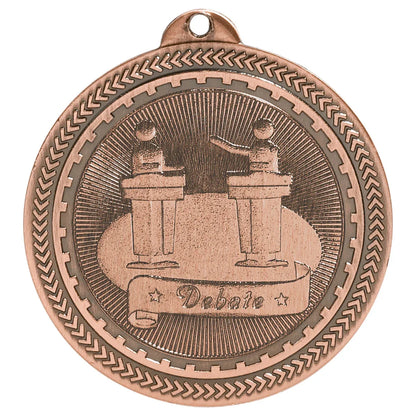 Antique Bronze 2" Debate Laserable BriteLazer Medal