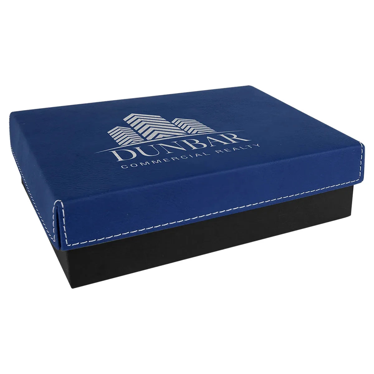 Blue/Silver 7 3/8" x 5 3/4" Gift Box with Laserable Leatherette Lid