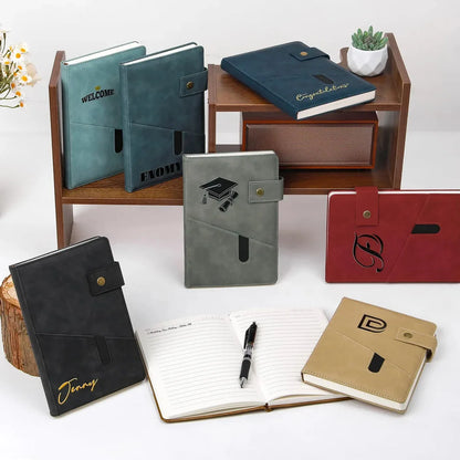 ENOMY Personalized Notebook A5 Leather Custom Notebook with Logo & Text Daily Journal for Men Women Hardcover Notebook for Business, Work, College, Idea Gift — Custom Branded Journal | Laser Engraved - Image 8