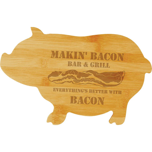 13 3/4" x 8 3/4" Bamboo Pig Shaped Cutting Board