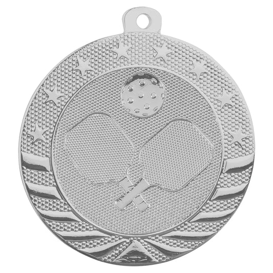 Bright Silver 2" Pickleball Starbrite Medal