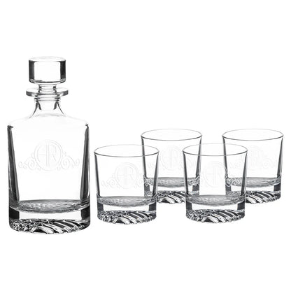 850ml Round Glass Decanter Set with Four DG401 9 oz. Glasses and Printed Gift Box