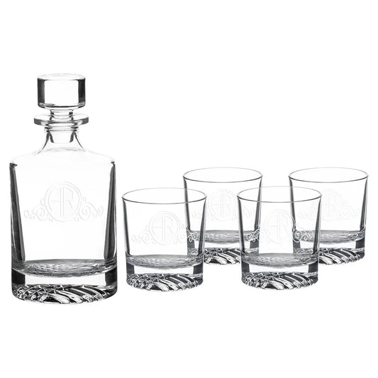 850ml Round Glass Decanter Set with Four DG401 9 oz. Glasses and Printed Gift Box