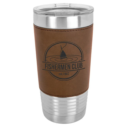 Dark Brown Laserable Leatherette Tumbler with Clear Polar Camel 20 oz. Lid
