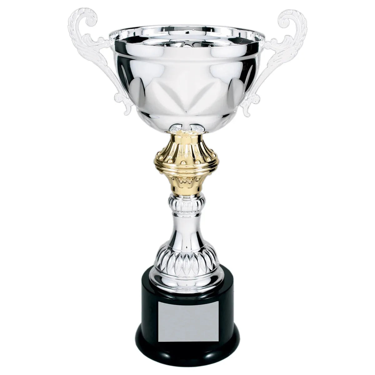 Silver 13" Completed Metal Cup Trophy on Plastic Base