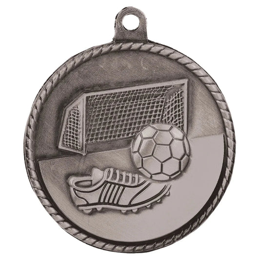 Antique Silver 2" Soccer High Relief Medal