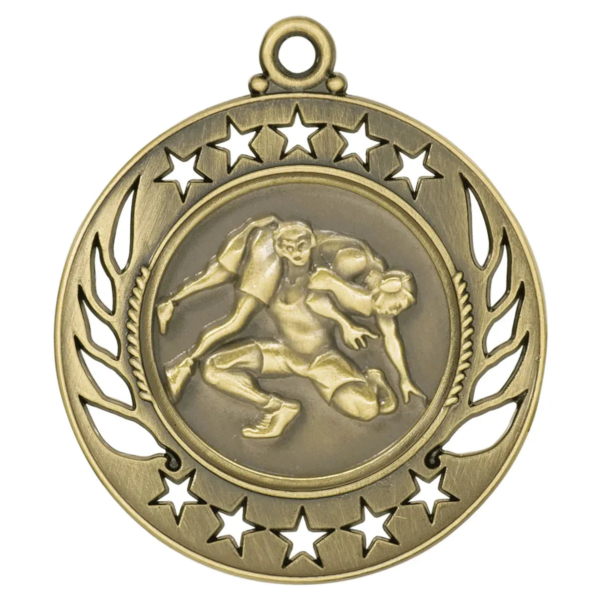 Antique Gold 2 1/4" Wrestling Galaxy Medal