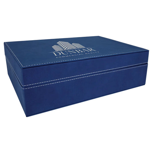 Blue/Silver 12 1/4" x 8 1/4" Laserable Leatherette Premium Gift Box