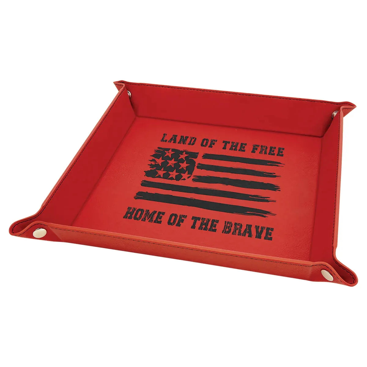 Red Laserable Leatherette Snap Up Tray with Silver 9" x 9" Snaps
