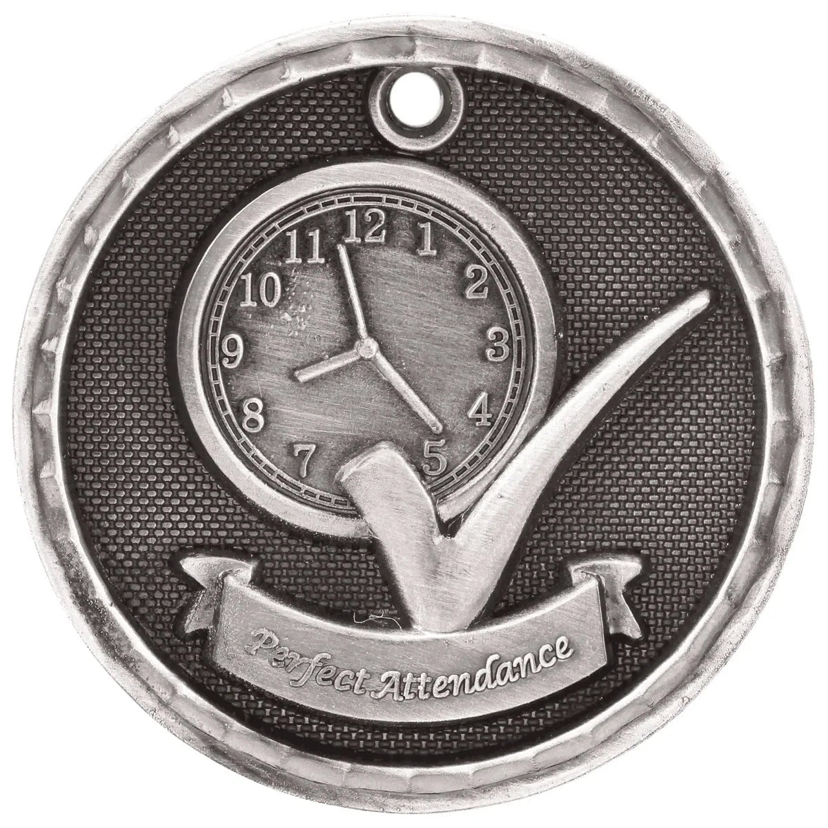 Antique Silver 2" 3D Perfect Attendance Medal