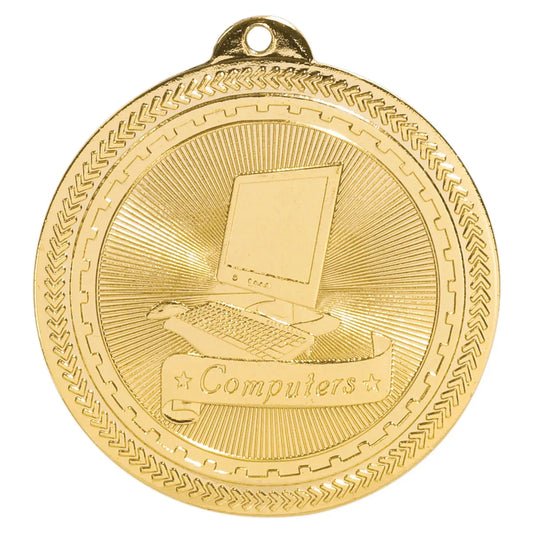 Bright Gold 2" Computers Laserable BriteLazer Medal