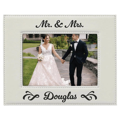 White 5" x 7" Laserable Leatherette Photo Frame