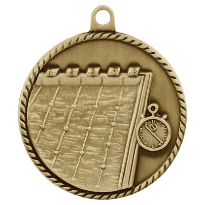 Antique Gold 2" Swimming High Relief Medal