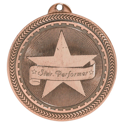 Antique Bronze 2" Star Performer Laserable BriteLazer Medal