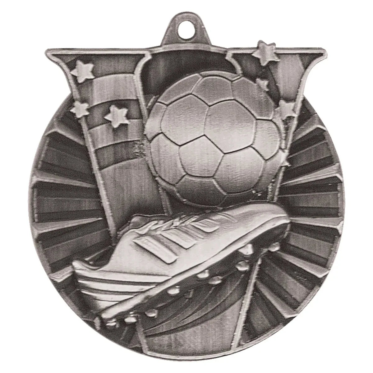Antique Silver 2" Soccer Victory Medal