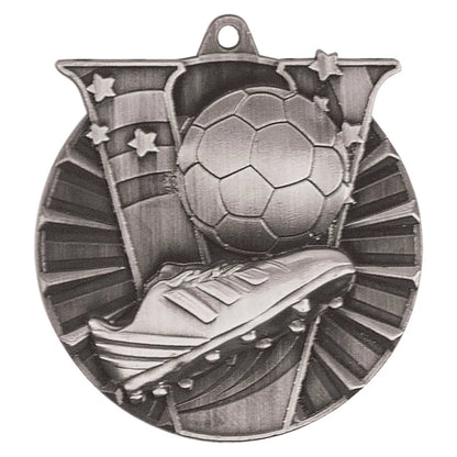 Antique Silver 2" Soccer Victory Medal