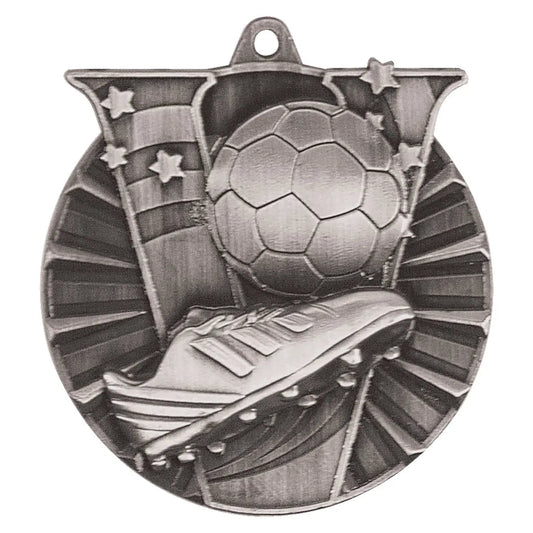 Antique Silver 2" Soccer Victory Medal