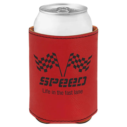 Red 3 3/4" Laserable Leatherette Beverage Holder