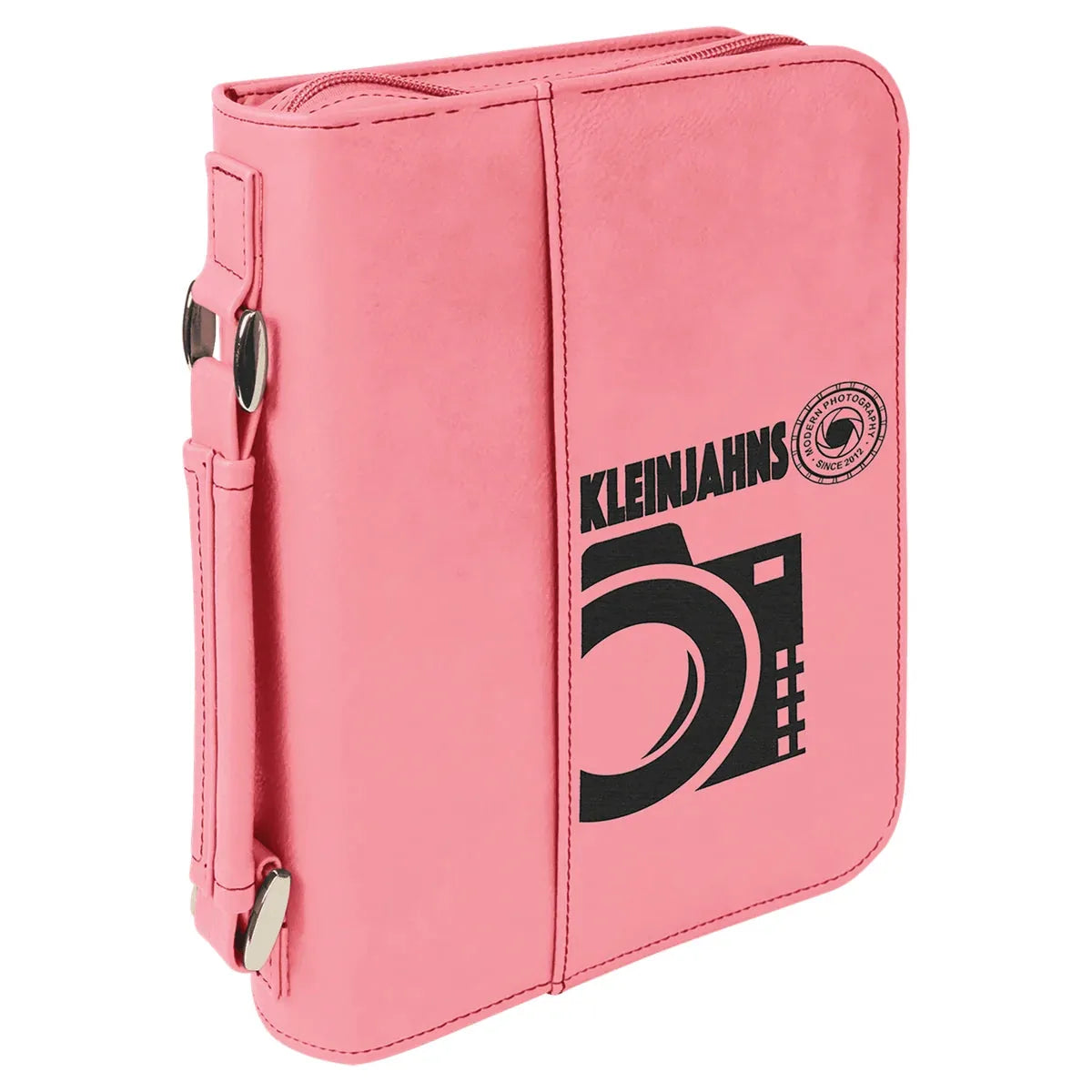 Pink 6 3/4" x 9 1/4" Leatherette Book/Bible Cover with Handle & Zipper