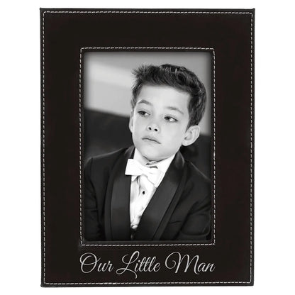 Black/Silver 4" x 6" Laserable Leatherette Photo Frame