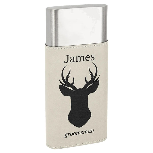 White Laserable Leatherette Cigar Case with Cutter