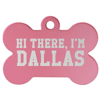 Pink 1 1/2" x 1" Laserable Anodized Aluminum Bone Pet Tag