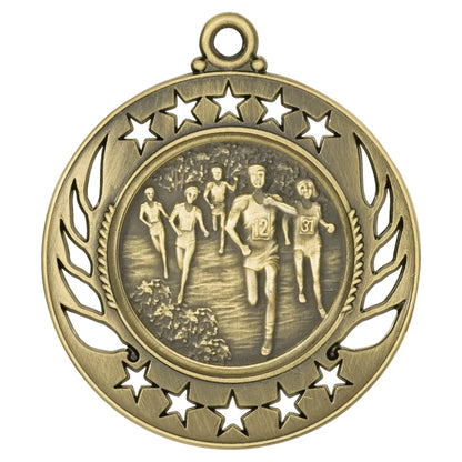 Antique Gold 2 1/4" Cross Country Galaxy Medal