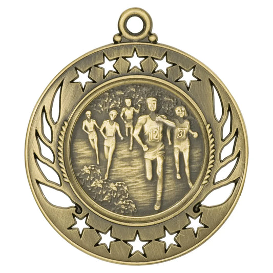 Antique Gold 2 1/4" Cross Country Galaxy Medal