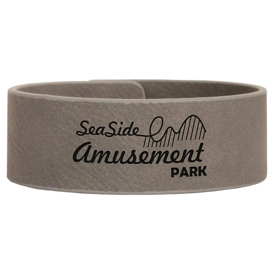 Gray 9 1/2" x 1" Laserable Leatherette Cuff Bracelet