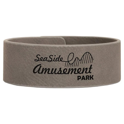 Gray 9 1/2" x 1" Laserable Leatherette Cuff Bracelet