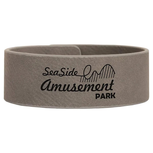 Gray 9 1/2" x 1" Laserable Leatherette Cuff Bracelet