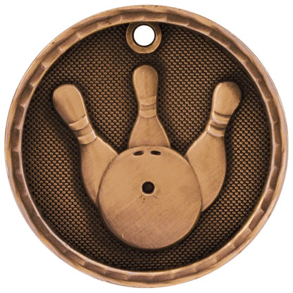Antique Bronze 2" 3D Bowling Medal
