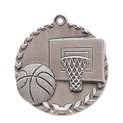 Antique Silver 1 3/4" Basketball Millennium Medal