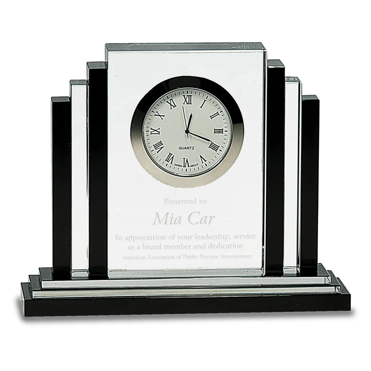 6" Clear Crystal with Clock and Black Crystal Trim